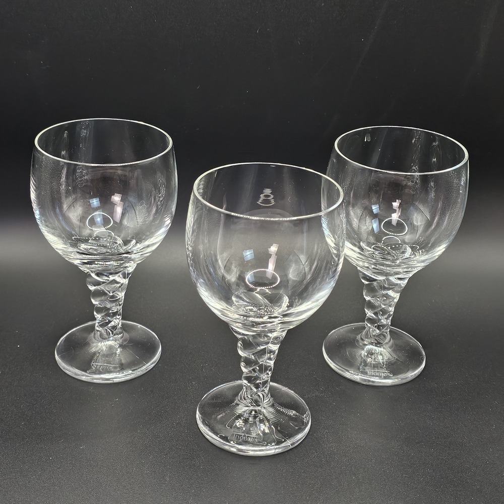 Vintage Set of 3 Thomas Holiday Crystal 5oz Sherry Glasses Twisted Stem